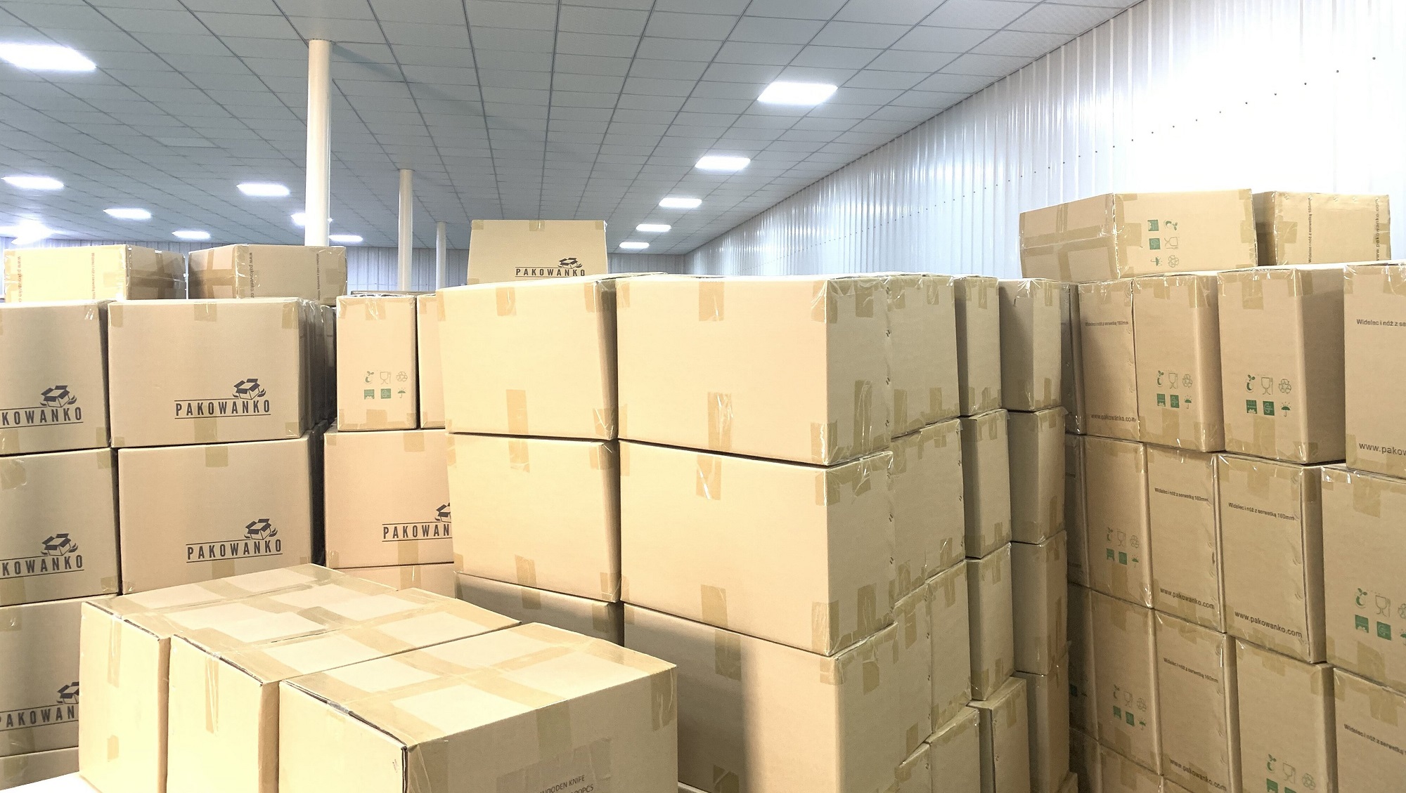 Packed cartons in the factory warehouse