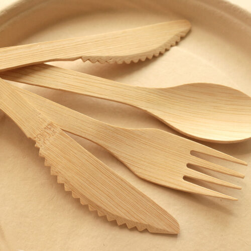 Disposable wooden cutlery set