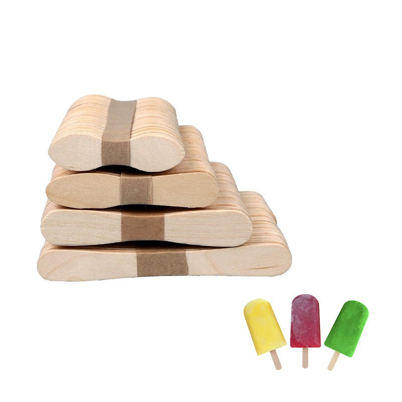 round edge short wooden disposable ice cream spoon