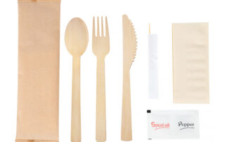 6 in 1 Wrapped Disposable Bamboo Cutlery Set