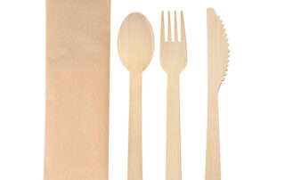 3 in 1 Wrapped Disposable Bamboo Cutlery Set