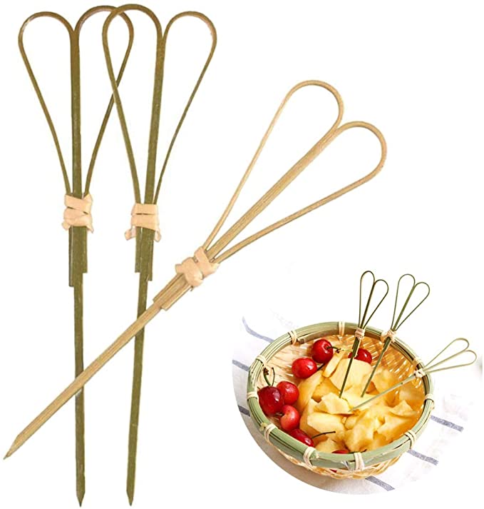 natural bamboo heart skewers