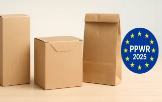 EcowareTech hero image showing sustainable packaging and PPWR 2025 badge