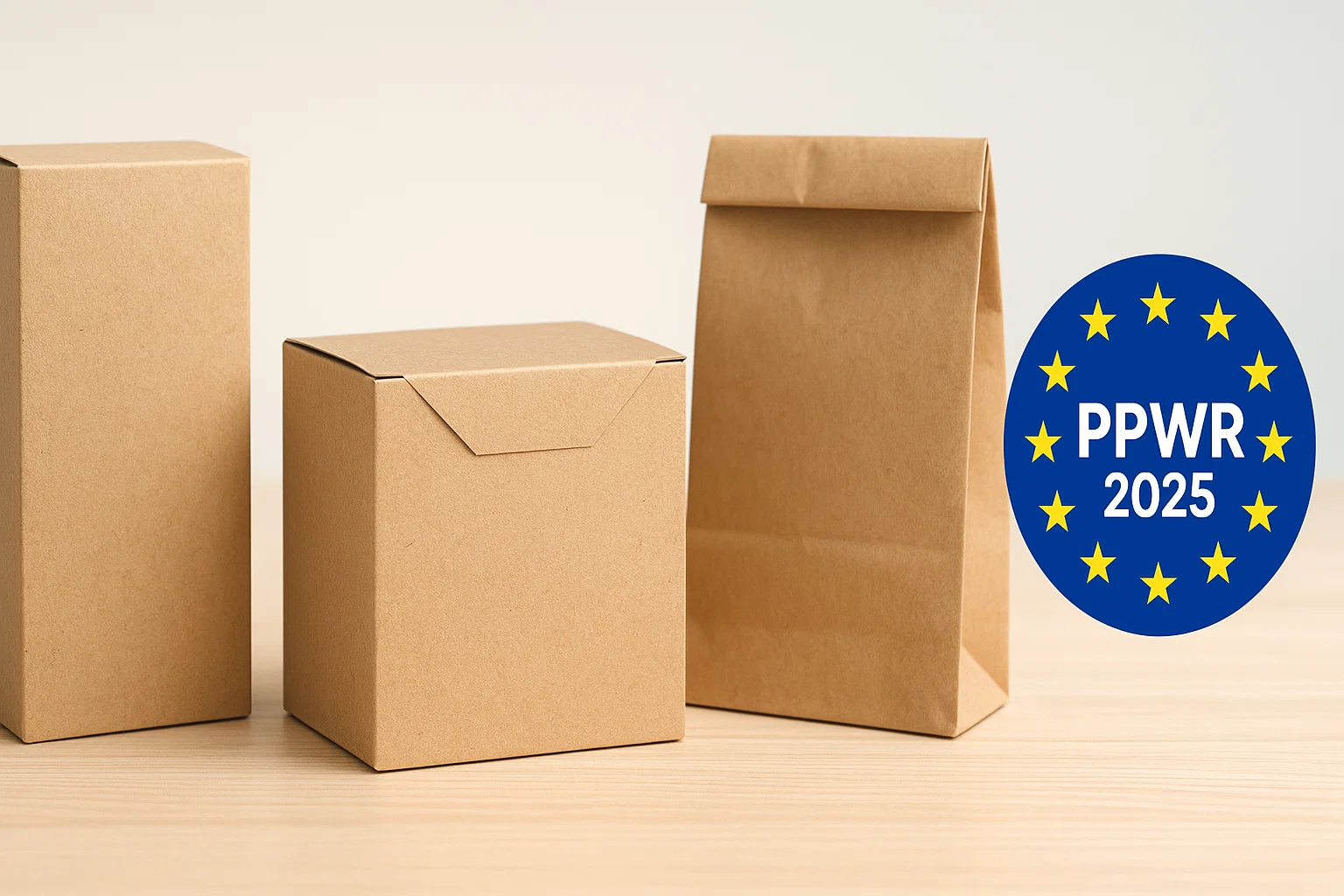 EcowareTech hero image showing sustainable packaging and PPWR 2025 badge