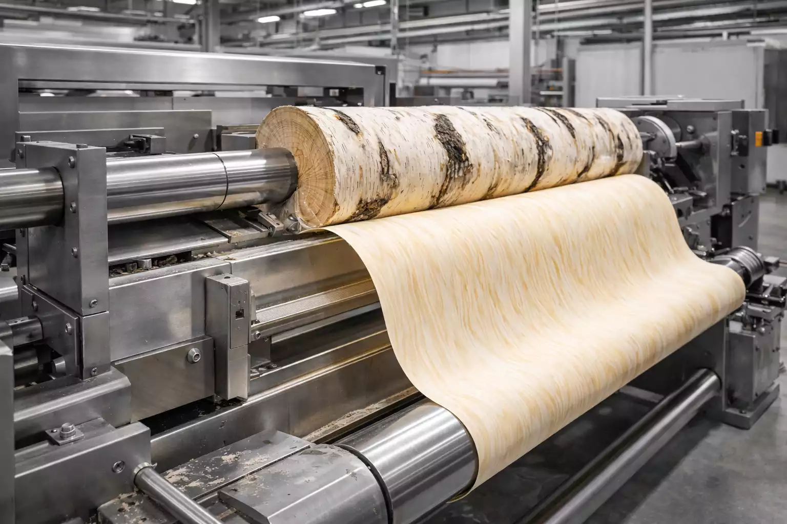 Rotary peeling process producing birch veneer sheets for disposable wooden cutlery manufacturing