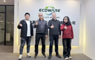 international buyers from Ukraine visiting Ecoware wooden cutlery factory group photo