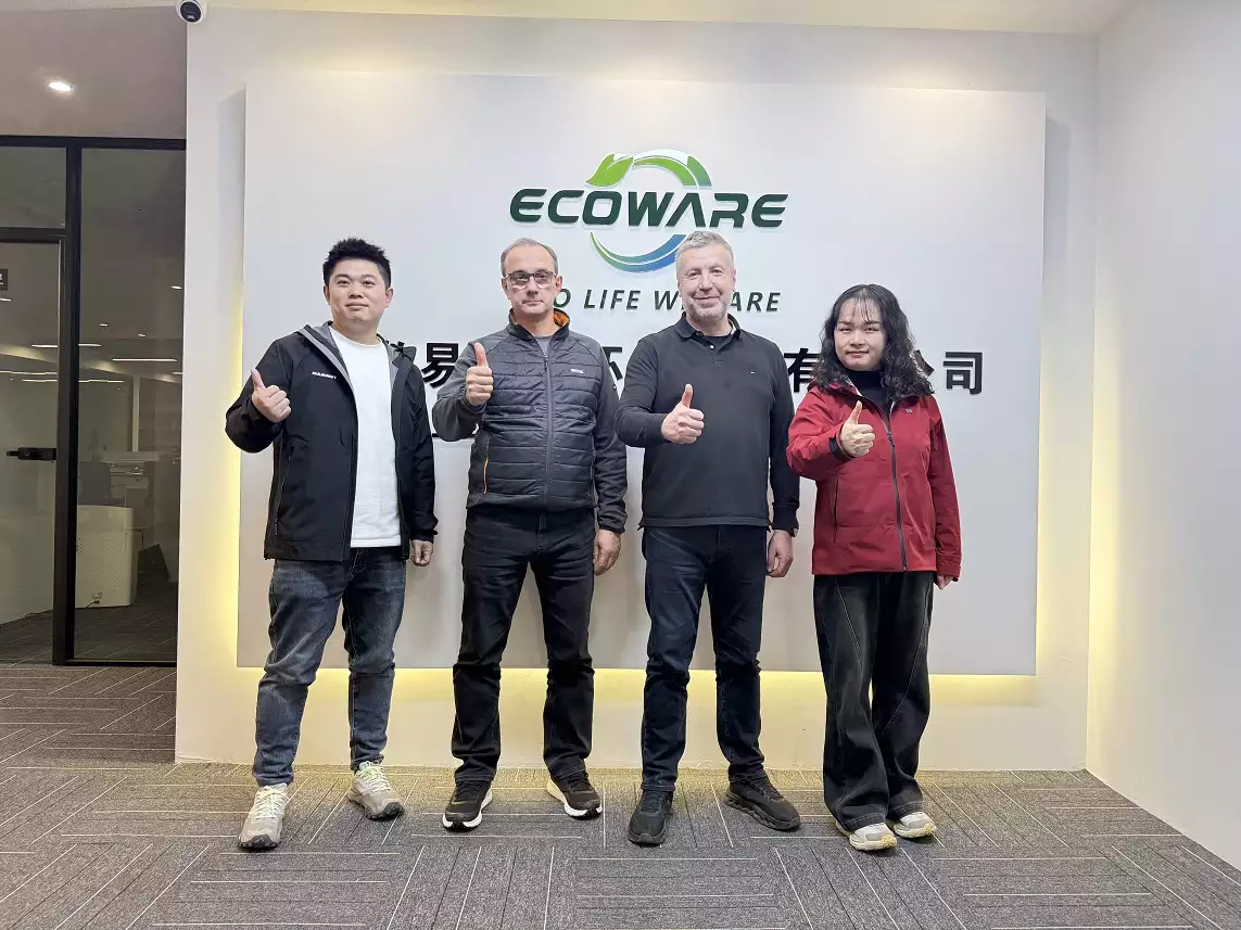 international buyers from Ukraine visiting Ecoware wooden cutlery factory group photo