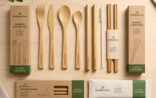 EcoWareTech-bamboo-cutlery-product-range-including-forks-spoons-straws-and-custom-packaging-options-for-B2B-buyers