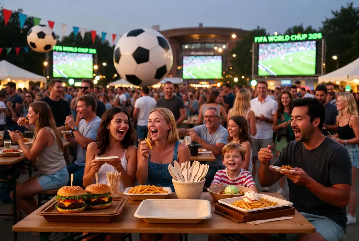 EcoWareTech-compostable-birchwood-cutlery-and-sugarcane-bagasse-plates-at-2026-FIFA-World-Cup-fan-zone-festival-in-Toronto-sustainable-plastic-free-foodware-for-fans