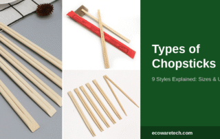 Disposable bamboo chopsticks in tensoge, sleeved and twin formats laid out side by side