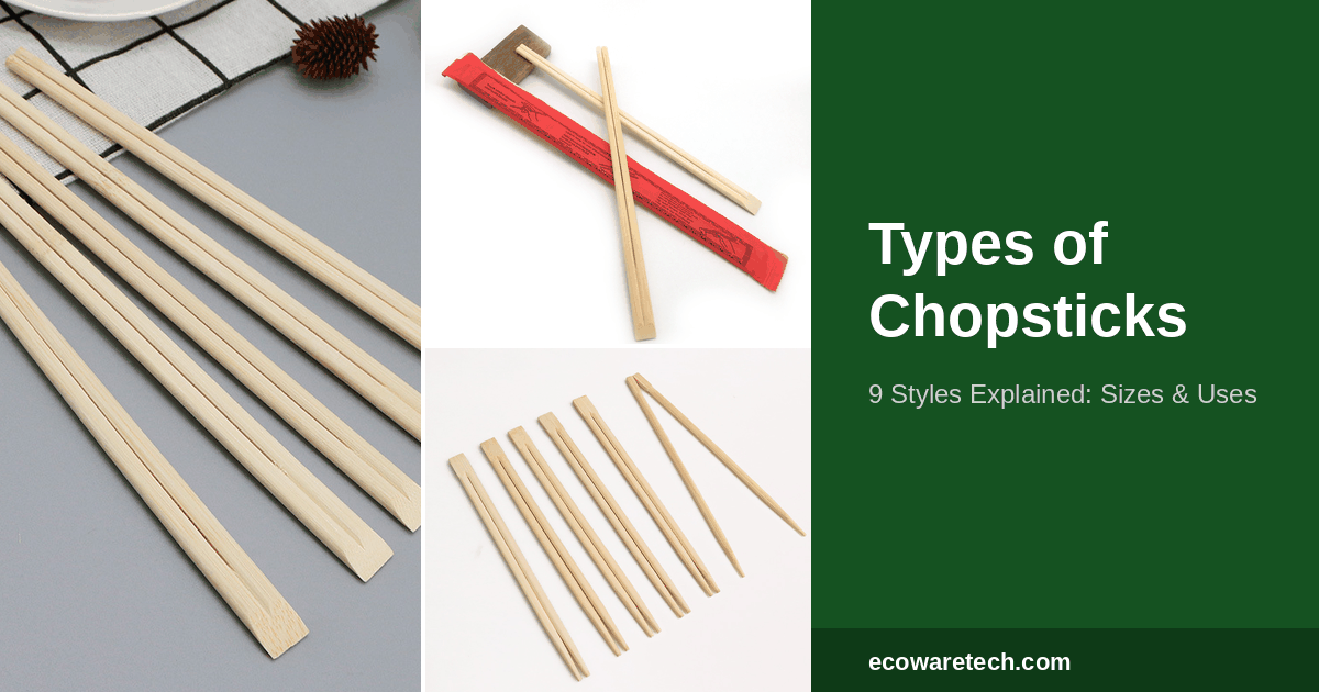 Disposable bamboo chopsticks in tensoge, sleeved and twin formats laid out side by side