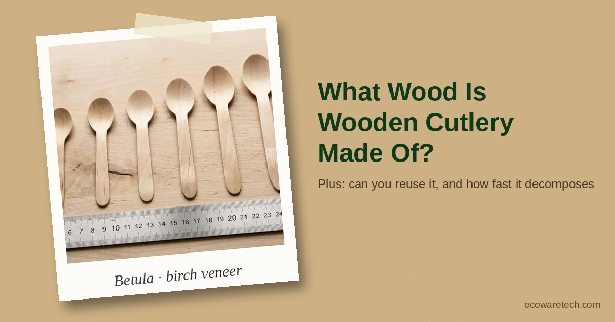 What wood is wooden cutlery made of Birch wooden spoons of different lengths laid out beside a ruler, shown as an instant photo captioned birch veneer